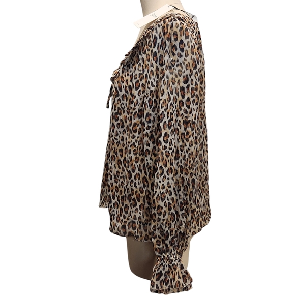 Joie Veron Silk Animal Leopard Print V-Neck Ruffle Blouse Top S - Picture 7 of 14